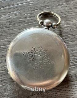 Rare Antique Pocket Watch Double Time Zone Solid Silver