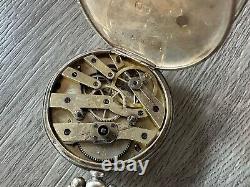 Rare Antique Pocket Watch Double Time Zone Solid Silver