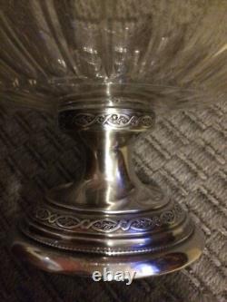 Rare Antique Thick Crystal Centerpiece Bowl with Solid Silver Minerva Base