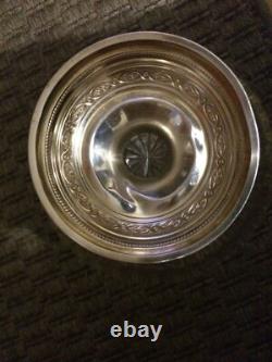 Rare Antique Thick Crystal Centerpiece Bowl with Solid Silver Minerva Base