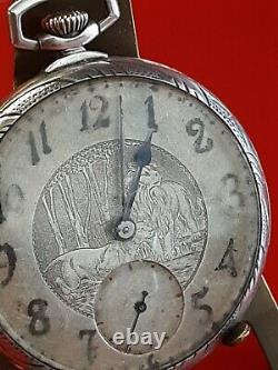 Rare Antique Watch Tabor Silver Solid Lion Dial