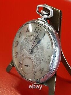Rare Antique Watch Tabor Silver Solid Lion Dial