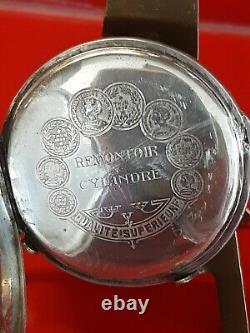 Rare Antique Watch Tabor Silver Solid Lion Dial