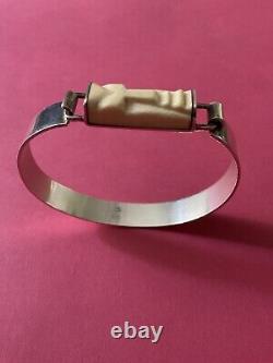 Rare Art Deco Creator Opening Bracelet Antique Solid Silver, Carved, Hallmarked