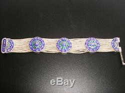 Rare! Beautiful Old Bracelet In Sterling Silver And Enamels 65 Gr