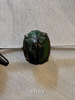 Rare Genuine Scarab Ancient Solid Silver Brooch, Splendid