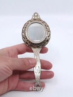 Rare Old Face-to-face Mirror In Massive Silver Vermeil 18th