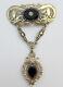 Rare Old Regional Jewel In Sterling Silver Vermeil And Onyx Heart Pendant