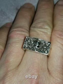 Rare Old Ring A Secret Vanite Eyes Sapphire Size 59/60 Silver 925