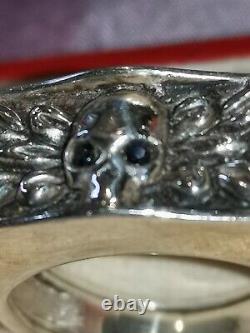 Rare Old Ring A Secret Vanite Eyes Sapphire Size 59/60 Silver 925