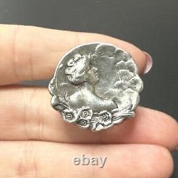 Rare Vintage Solid Silver Bangle Ring Designer Art Nouveau