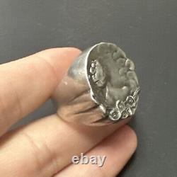 Rare Vintage Solid Silver Bangle Ring Designer Art Nouveau