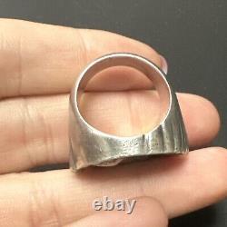 Rare Vintage Solid Silver Bangle Ring Designer Art Nouveau