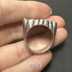 Rare Vintage Solid Silver Bangle Ring Designer Art Nouveau