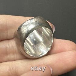 Rare Vintage Solid Silver Bangle Ring Designer Art Nouveau