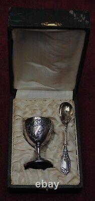 Rare ancient solid silver egg cup spoon Minerva controlled 35.48 grams engraved