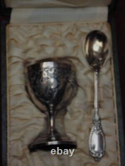 Rare ancient solid silver egg cup spoon Minerva controlled 35.48 grams engraved