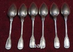 Rare ancient very pretty 6 moka spoons solid silver Minerva controlled 81.56 grams