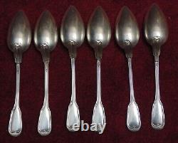 Rare ancient very pretty 6 moka spoons solid silver Minerva controlled 81.56 grams