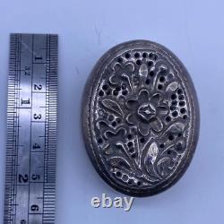 Rare antique Indian solid silver secret box with a superb floral design
