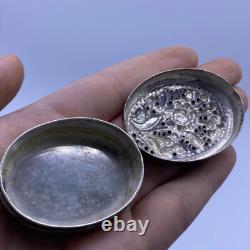 Rare antique Indian solid silver secret box with a superb floral design