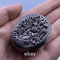 Rare antique Indian solid silver secret box with a superb floral design