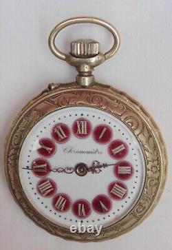Rare antique pocket watch chronometer solid silver or uncontrolled metal