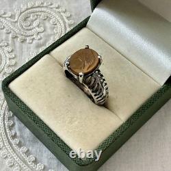 Rare intaglio hard stone ancient ring in solid silver, Roman centurion