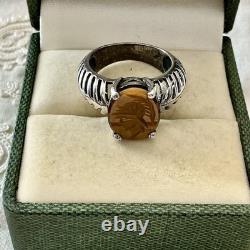 Rare intaglio hard stone ancient ring in solid silver, Roman centurion