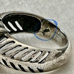 Rare intaglio hard stone ancient ring in solid silver, Roman centurion
