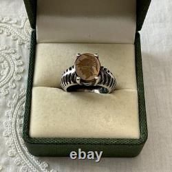 Rare intaglio hard stone ancient ring in solid silver, Roman centurion