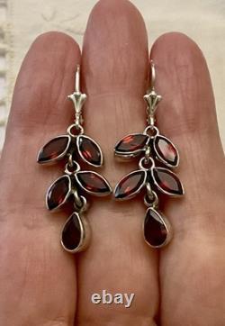 Red Garnet Solid Silver, Vintage Earrings