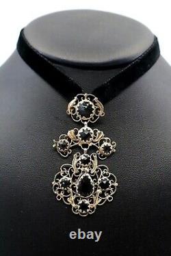 Regional Jewellery Ancient Cross Pendant In Solid Silver And 19th Century Stone