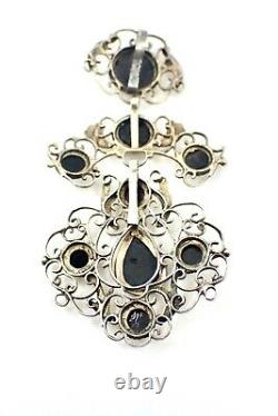 Regional Jewellery Ancient Cross Pendant In Solid Silver And 19th Century Stone