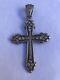 Religious Pendant: Antique Solid Silver Cross With Natural Stones