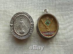 Reliquary Medallion Old Silver Relique Saint Vincent De Paul-19th