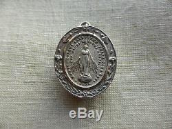 Reliquary Medallion Old Silver Relique Saint Vincent De Paul-19th