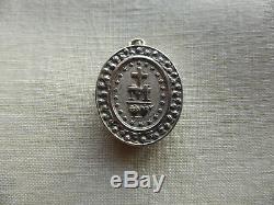 Reliquary Medallion Old Silver Relique Saint Vincent De Paul-19th