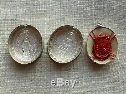 Reliquary Medallion Old Silver Relique Saint Vincent De Paul-19th