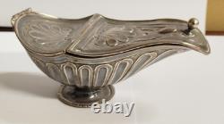SILVER INCENSE BURNER Massive Old Decorative Stamps 39VB3 19/12
