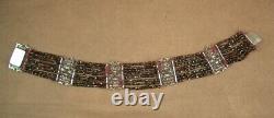 SUPERB ANTIQUE NECKLACE KNOWN AS DOG COLLAR IN STERLING SILVER AND GARNET