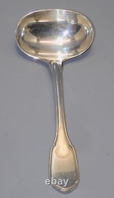 SUPERB ANTIQUE SOLID SILVER SAUCE SPOON Minerva Hallmark DISPLAY CASE