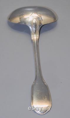 SUPERB ANTIQUE SOLID SILVER SAUCE SPOON Minerva Hallmark DISPLAY CASE