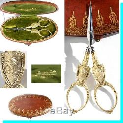 Scissors Embroidery Sewing Gilt Silver Casket Old Embroiderer Scissors