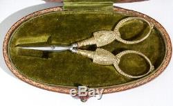 Scissors Embroidery Sewing Gilt Silver Casket Old Embroiderer Scissors