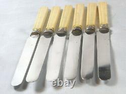 Serie 6 Couteau Lame Argent Massif Minerve Berthier Knife Silver 19th
