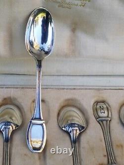 Series of 12 Solid Silver Mocha Spoons with Minerve Punch Antique Silversmith SF