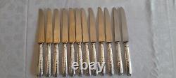 Set Of 12 Old Knives In Solid Silver Art Deco