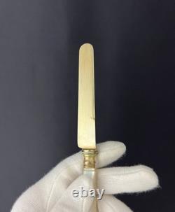 Set of 12 antique vermeil and mother-of-pearl knives by Lavallée Silversmith