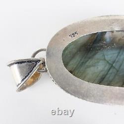 Set of 2 Ancient Solid Silver 925 Pendants with Seraphinite and Labradorite